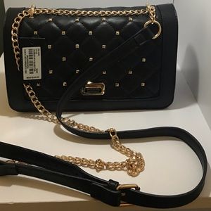 Badgley Mischka black crossbody with square studs.